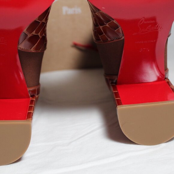 NWB Christian Louboutin Chelsea Booty Croc Red Bottom Bootie Boots Heels - Picture 7 of 12